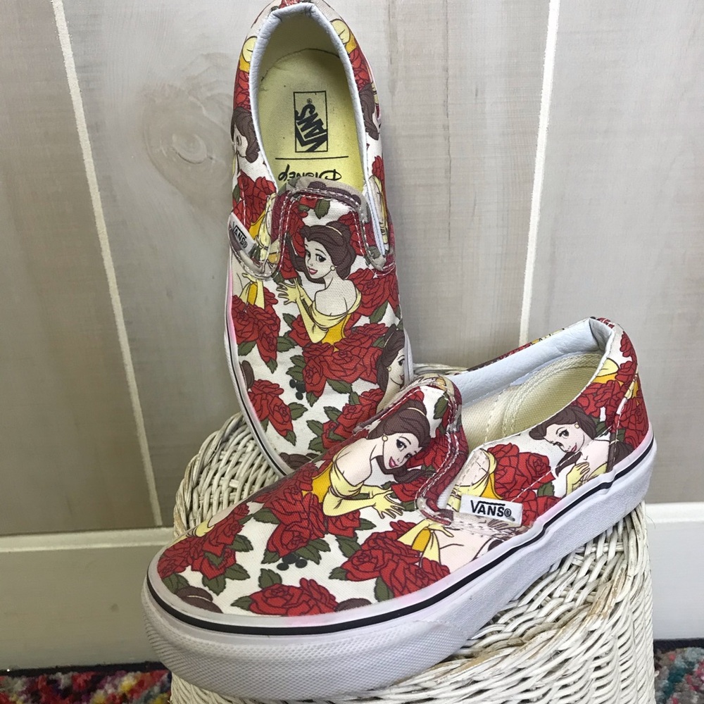 Vans Girls Disney Princess Belle Shoes Size 13.5